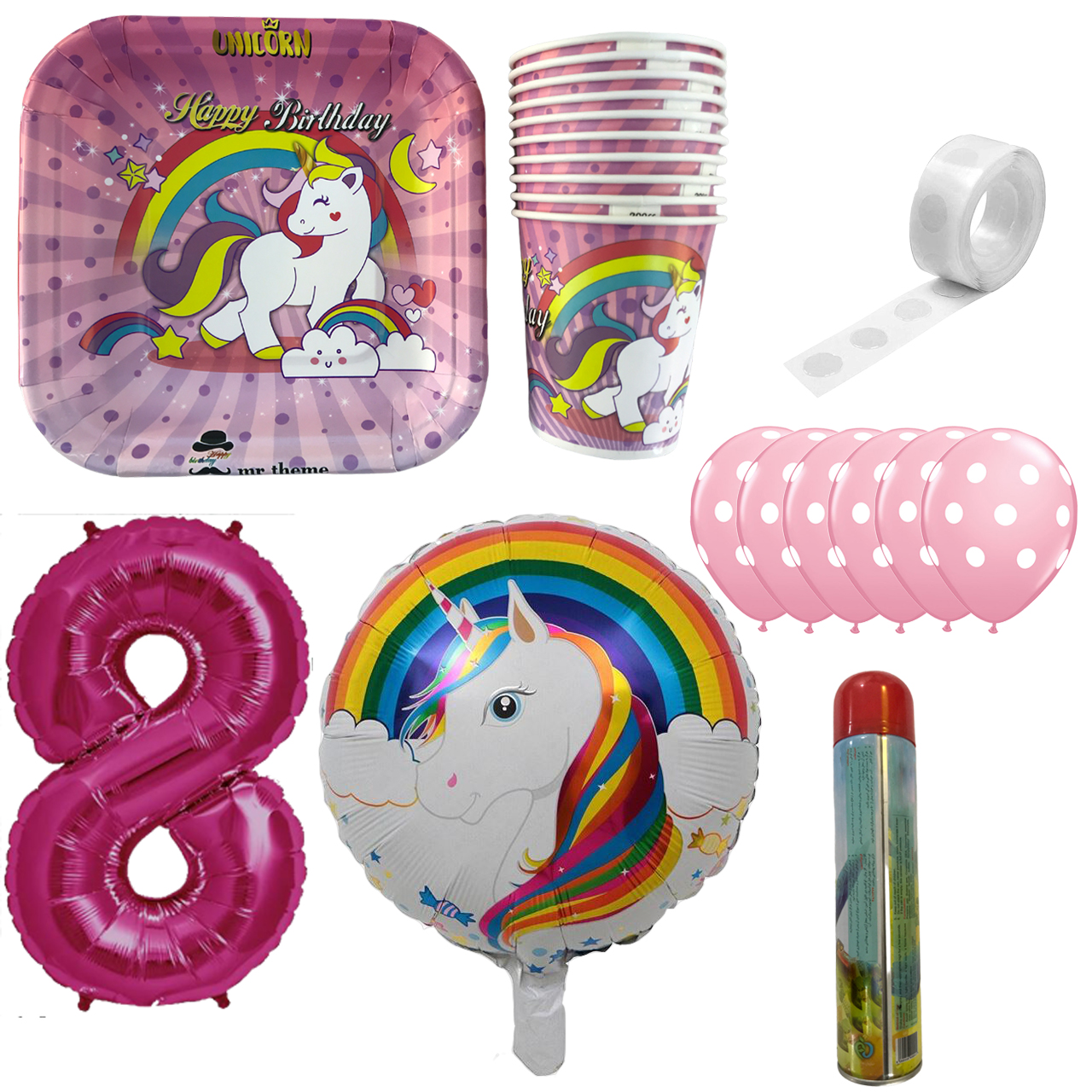 مجموعه 30 عددی تم تولد مسترتم طرح اسب تک شاخ یونیکورن کد 8