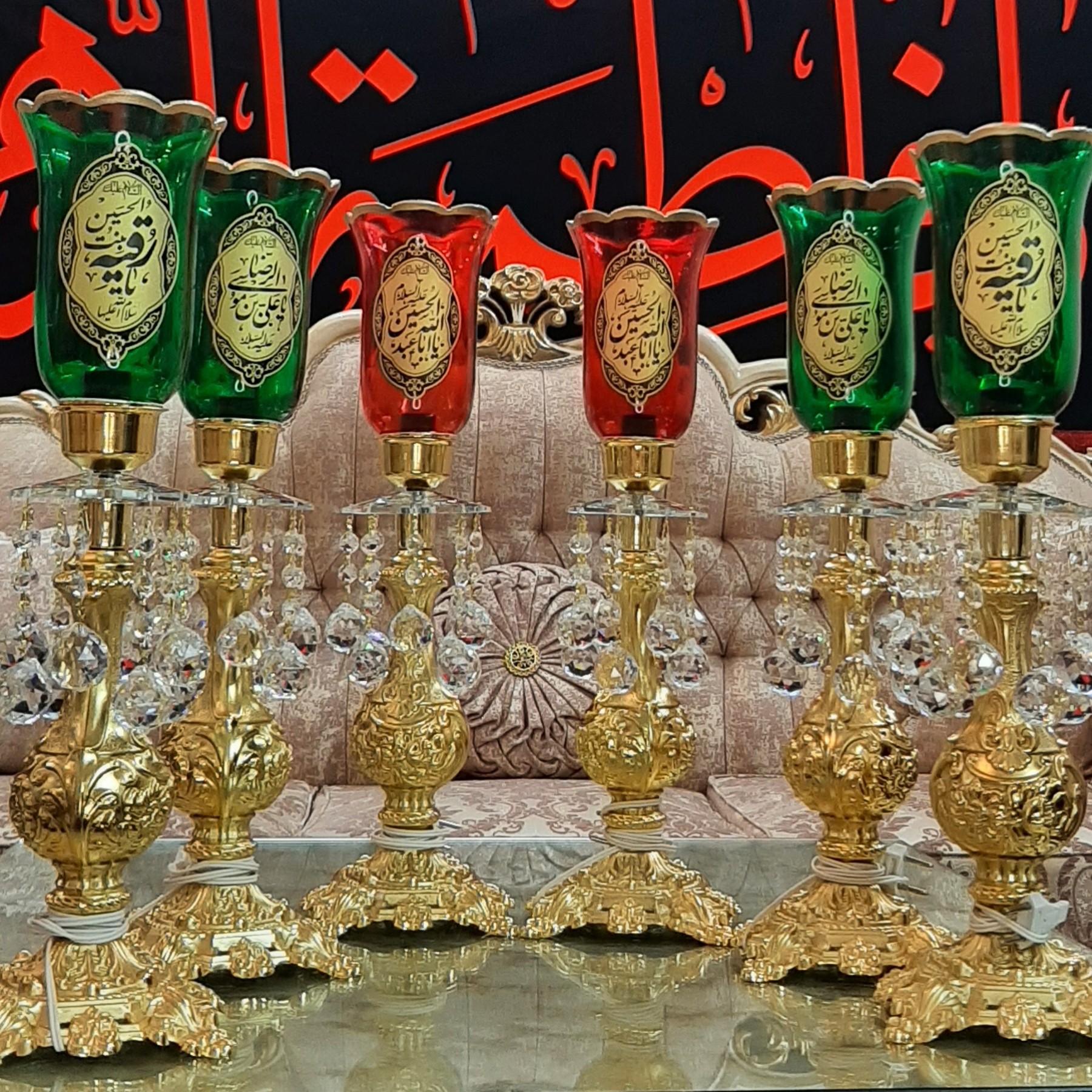 شمعدان مذهبی پایه فلزی انتیک
