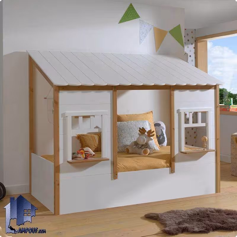 تخت خواب کودک و نوجوان کلبه CHE128