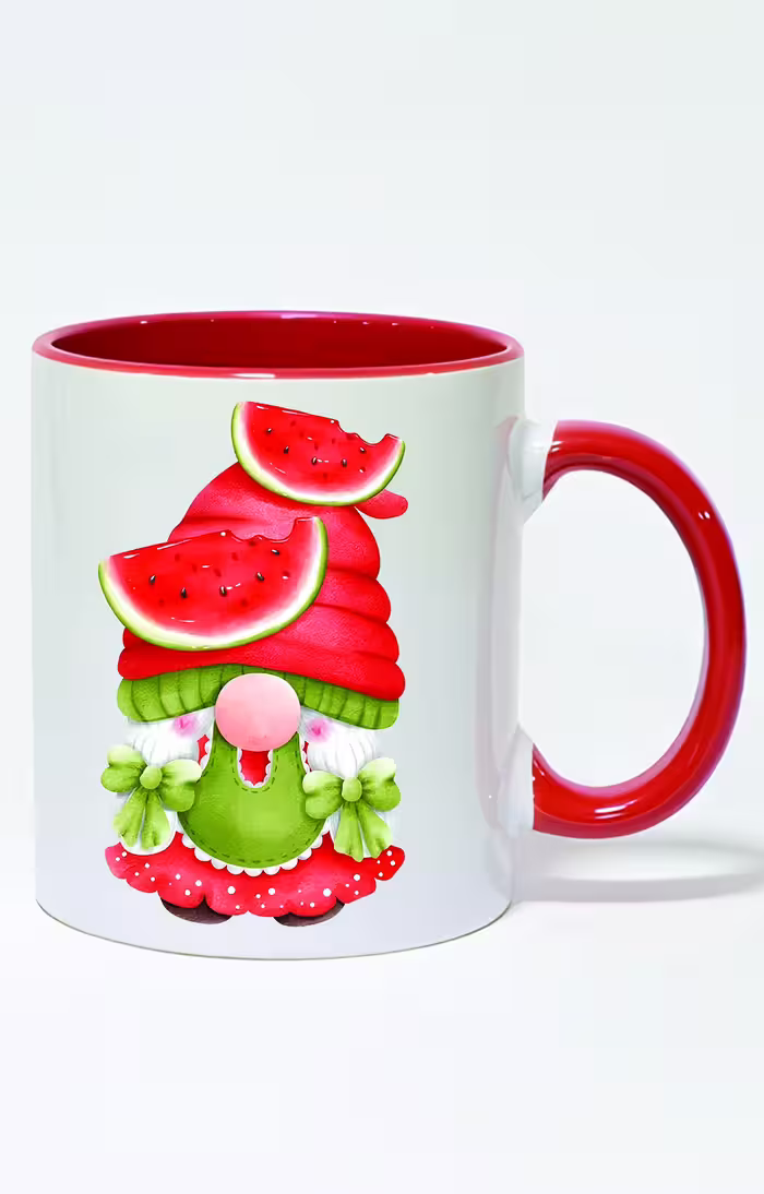 ماگ دسته و داخل رنگی طرح هندونه شب یلدا کد 3731