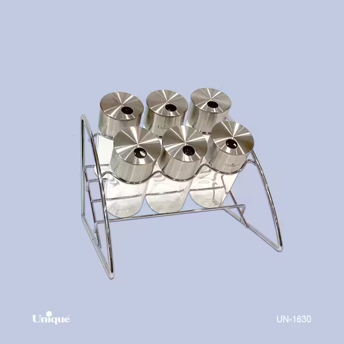 بانکه ادویه 6عددی استیل-استند موجی کد محصول: UN-1630
