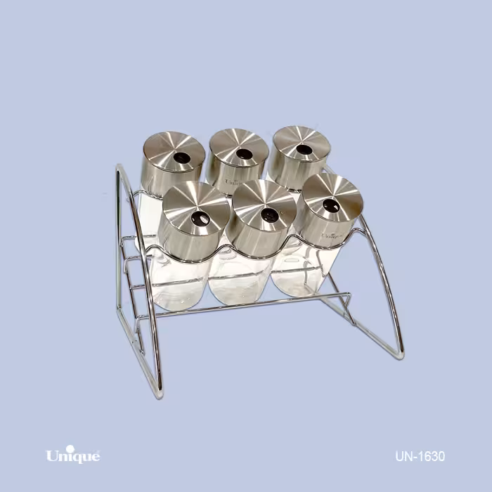بانکه ادویه 6عددی استیل-استند موجی کد محصول: UN-1630