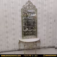 آینه کنسول برنز مدل گل رز مستطیلی بزرگ کد 118