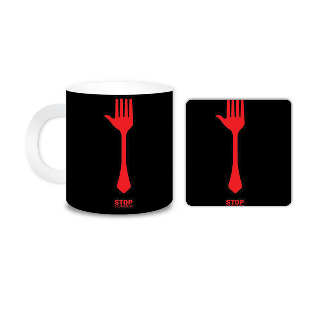 ماگ مدل چنگال کد 1015 به همراه زیر لیوانی