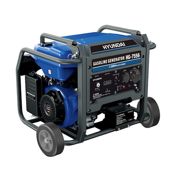 ژنراتور بنزینی (موتور برق) دو چرخ هندلی و الکتریک استارت هیوندای مدل HG-7556