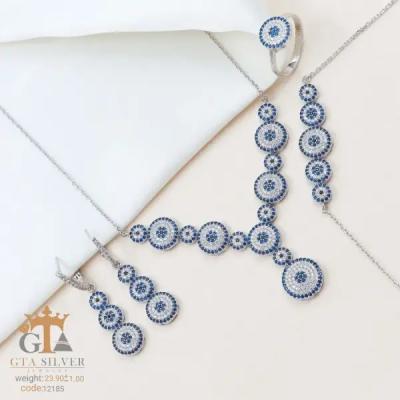 سرویس نقره زنانه چشم و نظر طرح ایتالیایی عیار 925 کد 12185