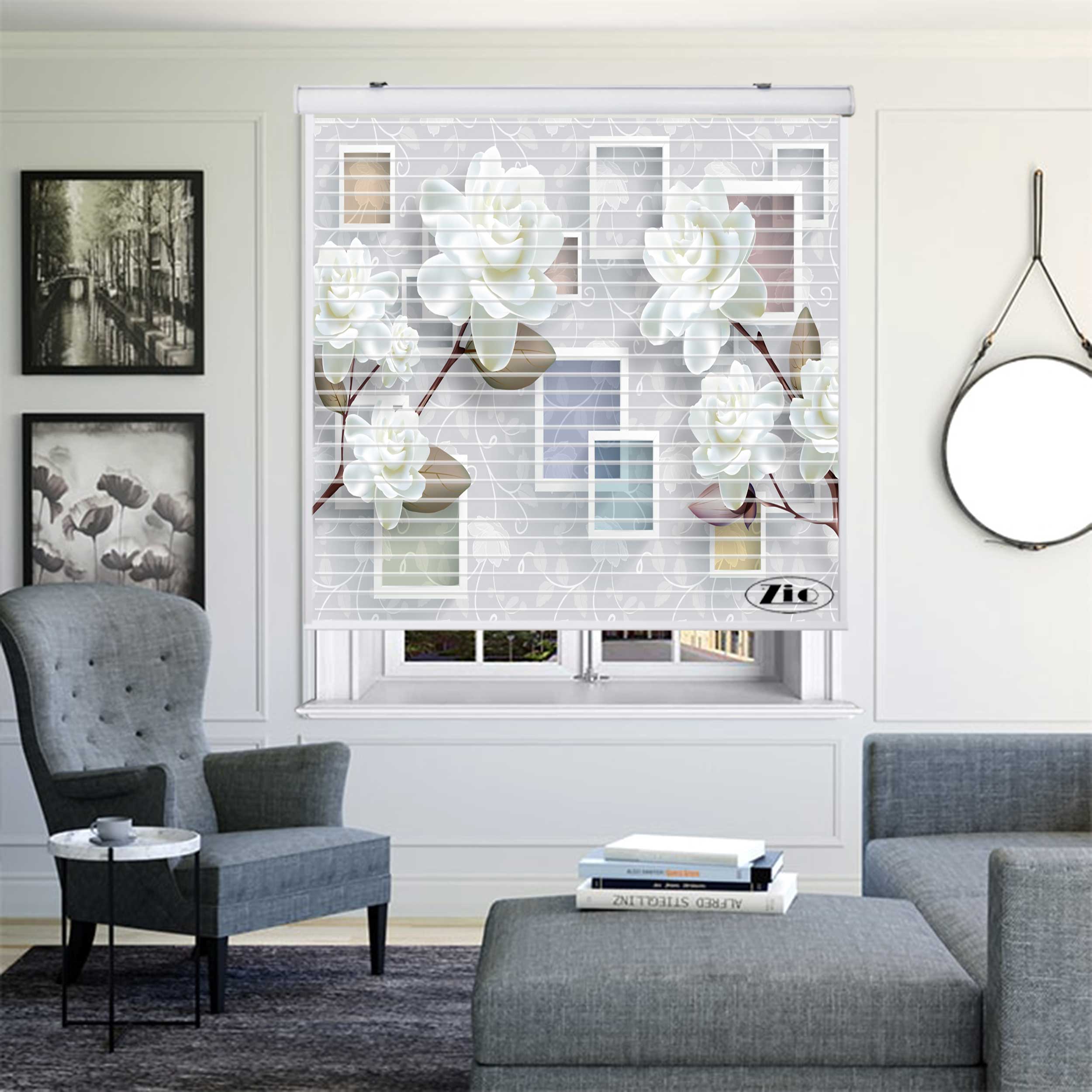 پرده زبرا زیو مدل سیلوئت 3D1407 سایز 150x150 سانتی متر