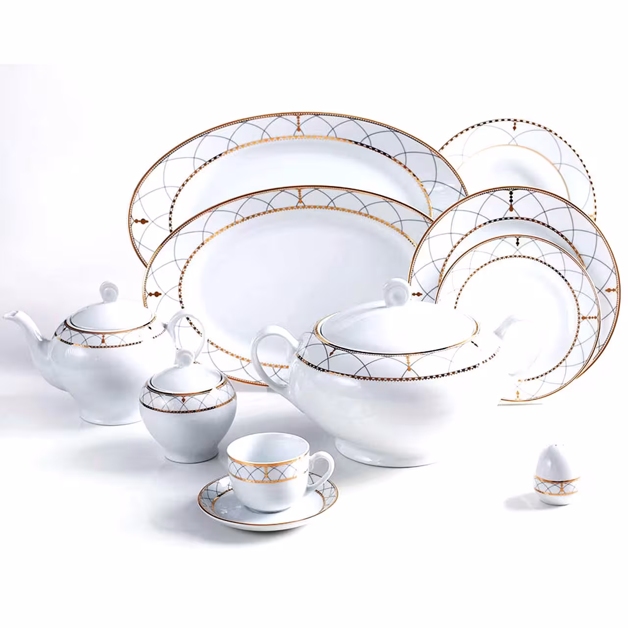 سرویس غذاخوری 102 پارچه چینی زرین ایران سری ایتالیا اف مدل Roma درجه یک