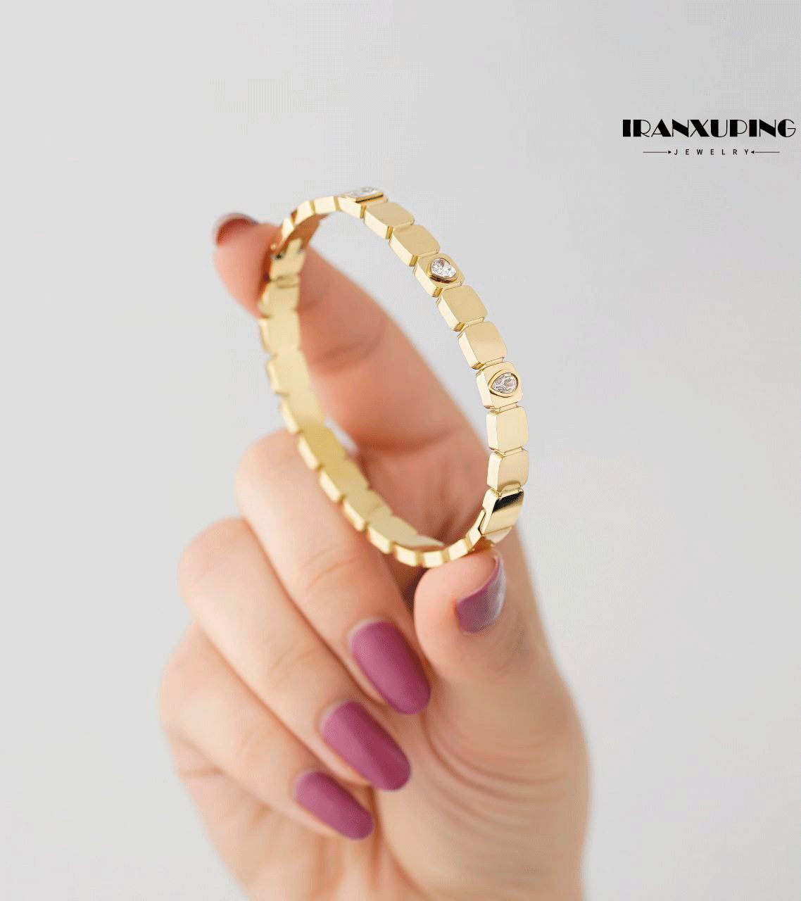 دستبند استیل طلایی درجه یک کد STB442