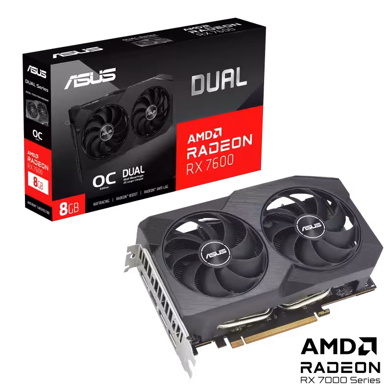 کارت گرافیک ایسوس Dual Radeon™ RX 7600 V2 OC Edition با حافظه 8 گیگابایت