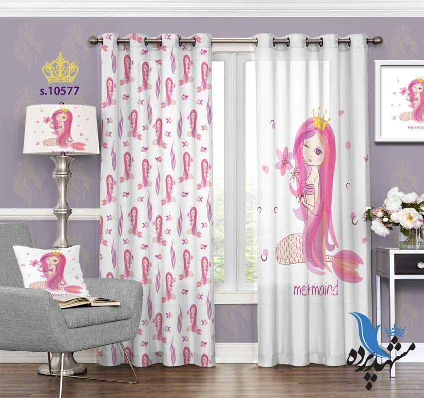 پرده پانچ کودکانه طرح پری دریایی S10577