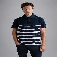 تی شرت یقه پولو آبی مردانه دکمه یاکا بسته بندی شده آستین کوتاه دریایی چوگان 138 Paul Shark Paul&amp;Shark