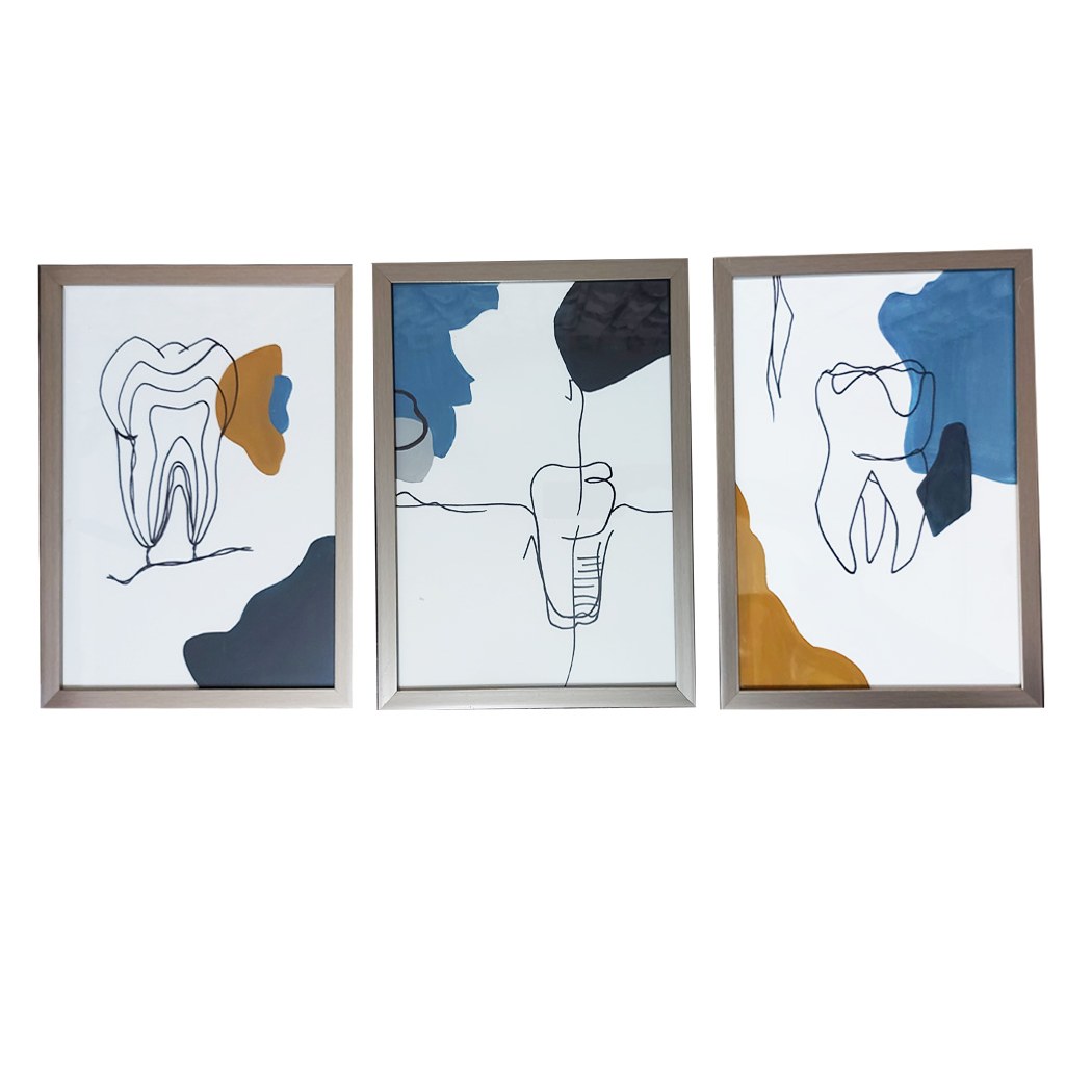 تابلو نقاشی اکرلیک طرح دندانپزشکی مجموعه ی 3 عددی
