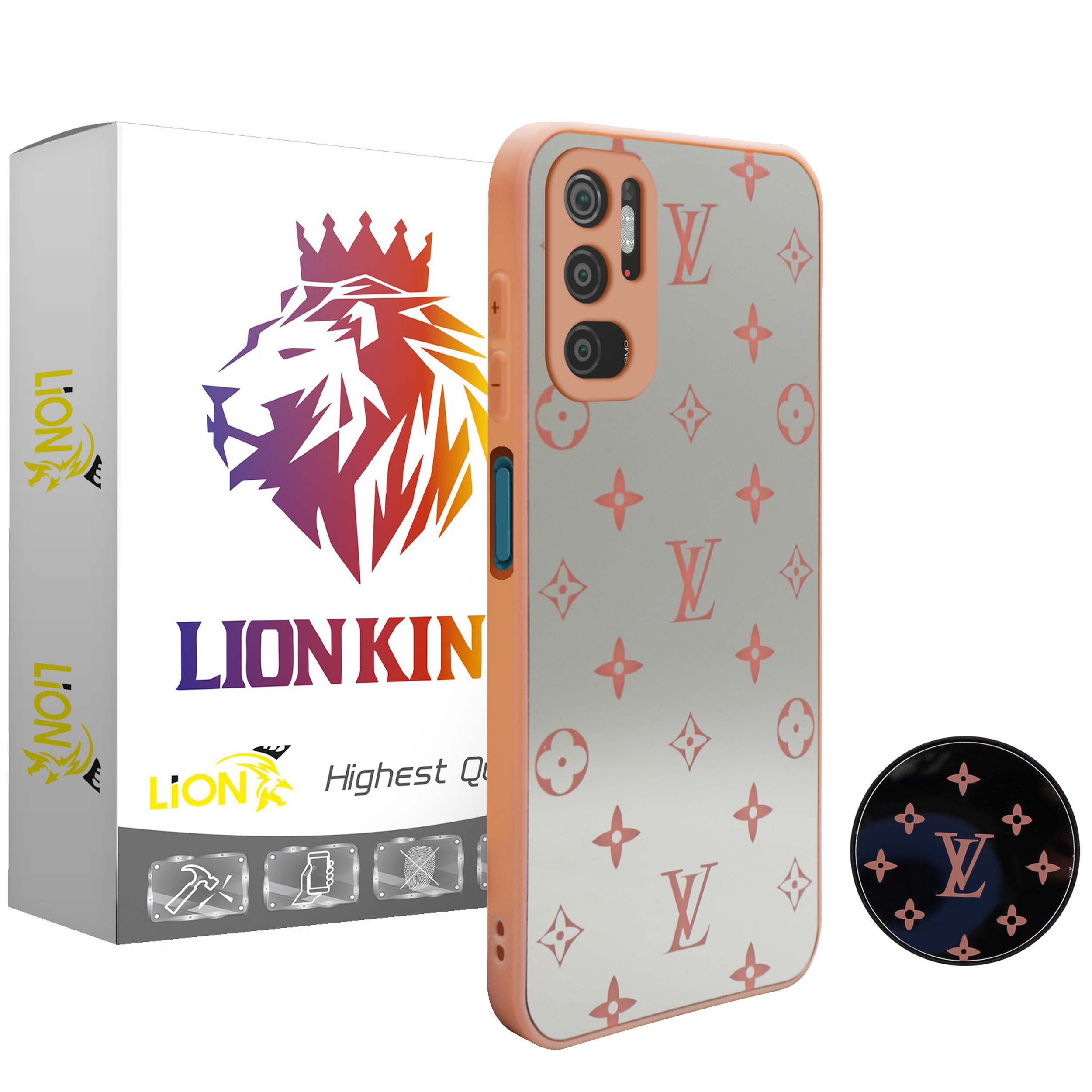 کاور لاین کینگ مدل Ayeneh LV مناسب برای گوشی موبایل شیائومی Poco M3 Pro به همراه پایه نگهدارنده