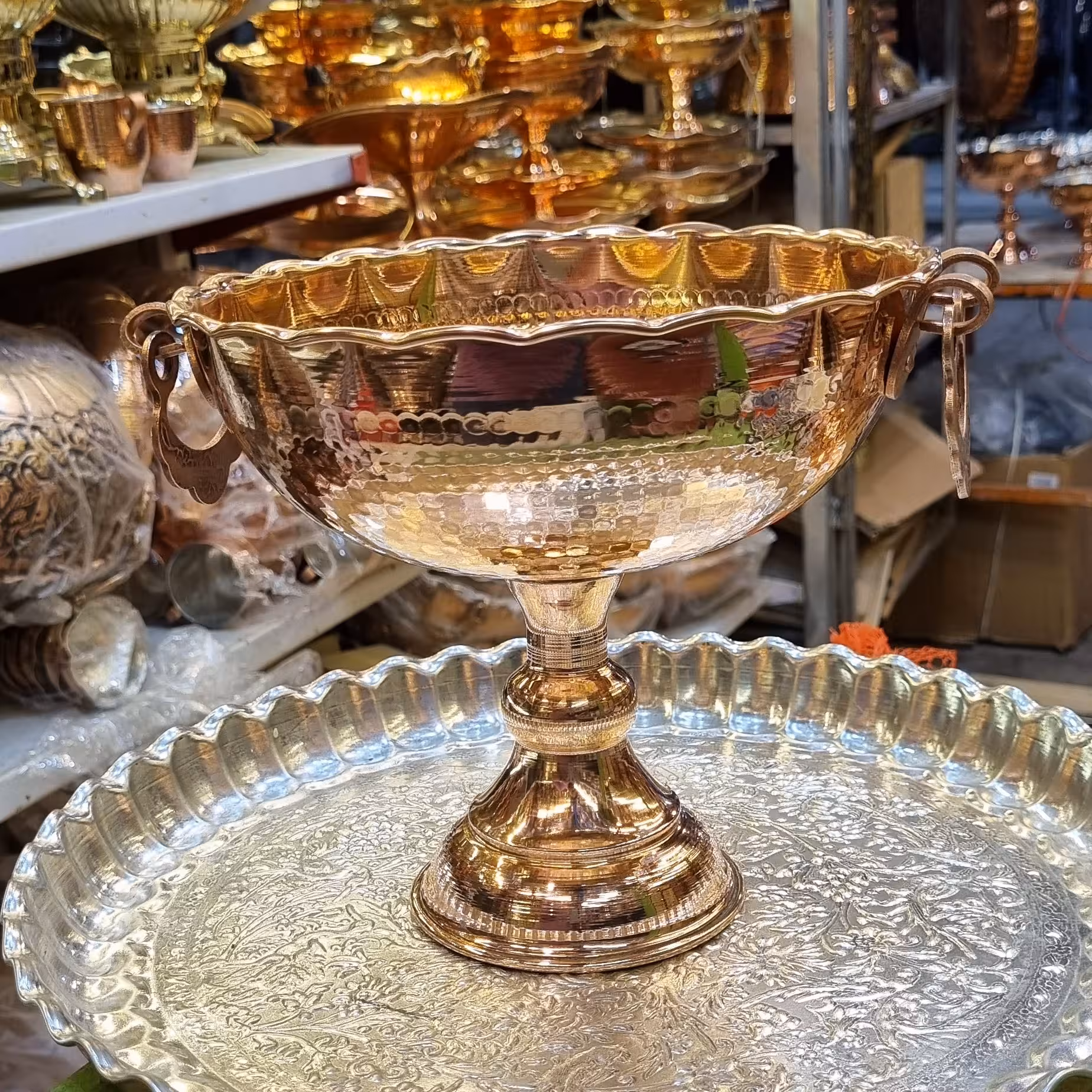 کاسه تک پایه مسی