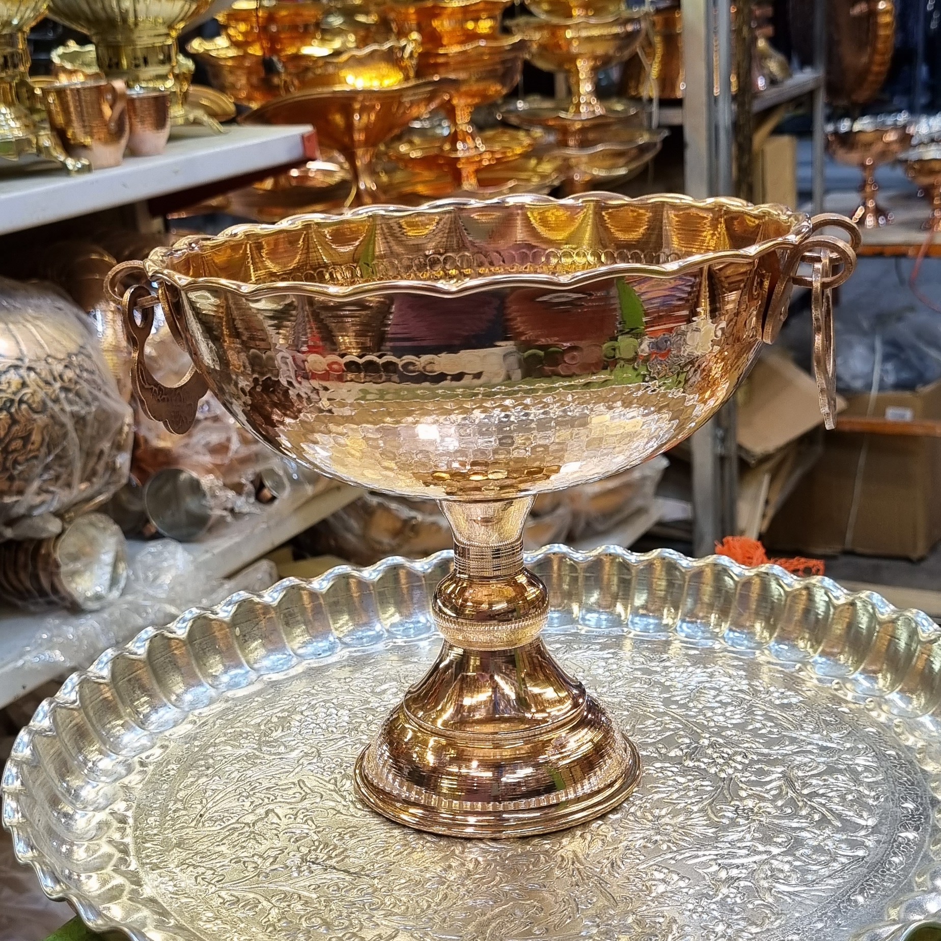 کاسه تک پایه مسی