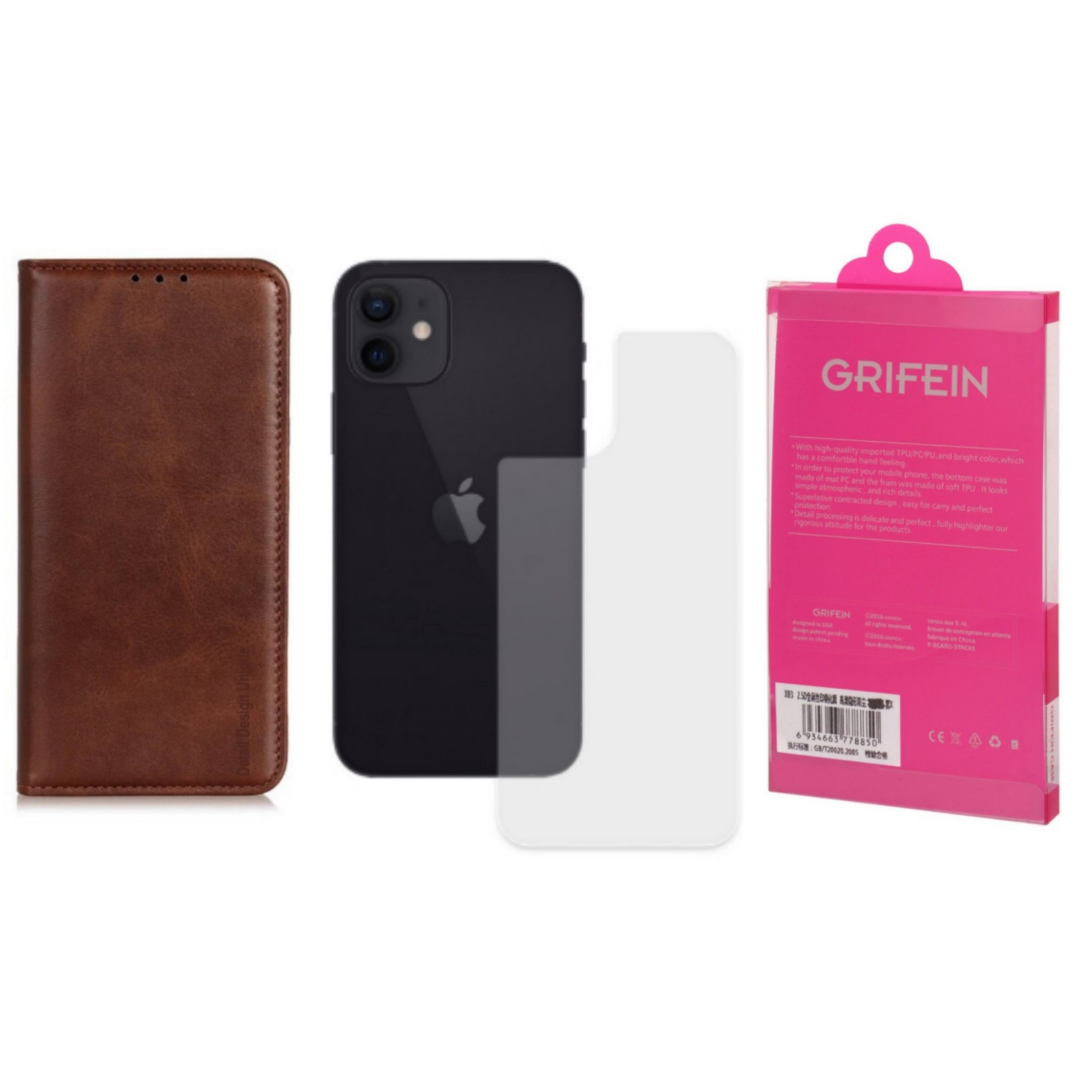 کیف کلاسوری گریفین مدل Detail Design Unique مناسب برای گوشی موبایل اپل iphone 12 / 12 Pro به همراه محافظ پشت گوشی