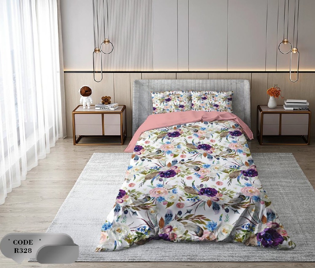 سرویس روتختی 1 نفره 4 تکه ابعاد 1.65 ×2.35 کشدار ضد حساسیت و عرق کد R328 | ست خواب و ست روتختی
