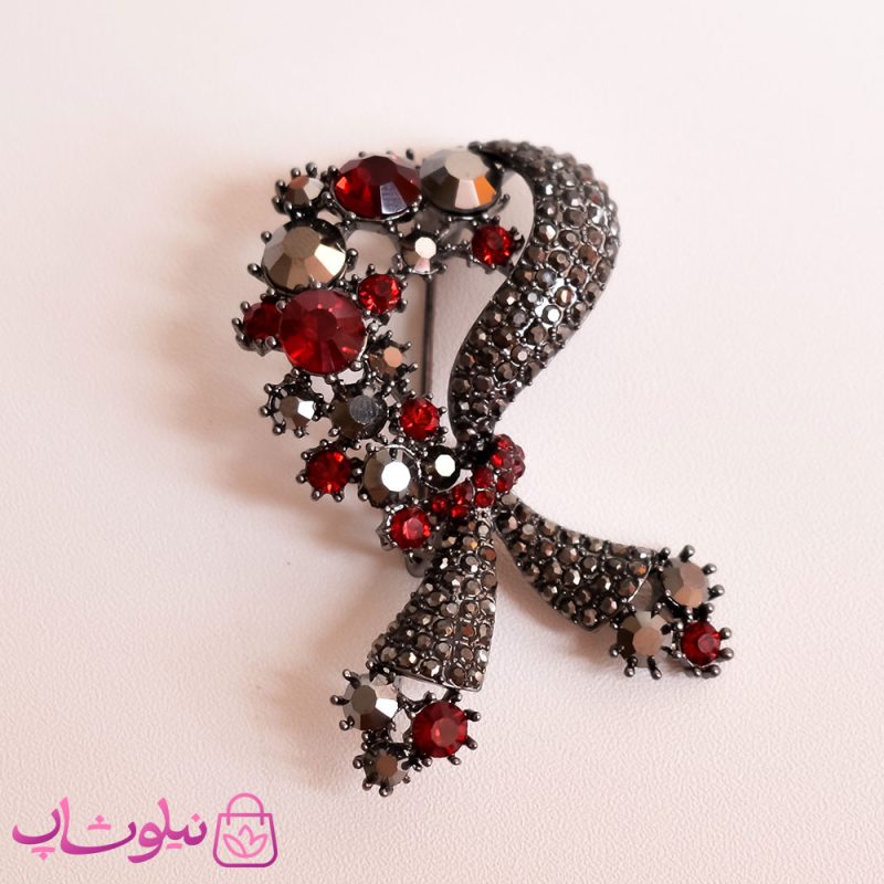 سنجاق سینه زنانه فانتزی مشکی قرمز کد 1010-5