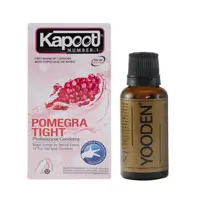 کاندوم کاپوت مدل pomegra tight بسته 12 عددی به همراه روغن یودن کد 01 حجم 30 میلی لیتر