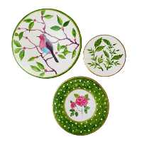 بشقاب دیوارکوب سفالی طرح بهار مجموعه 3 عددی