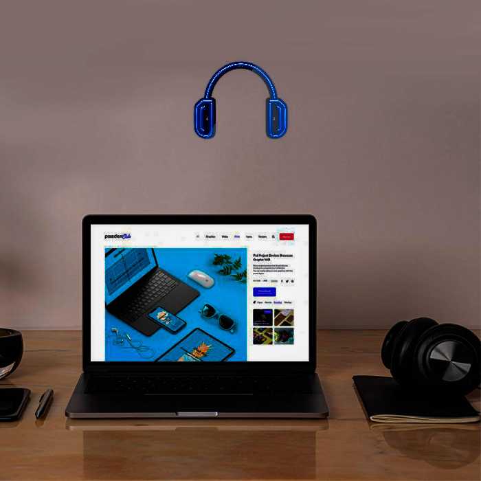 چراغ دیواری نئون دیزاین طرح Headphone-BL_BL