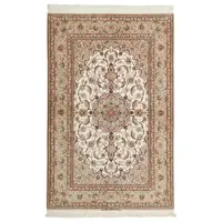 فرش دستبافت دو و نیم متری مدل چله و گل ابریشم اصفهان کد 442382