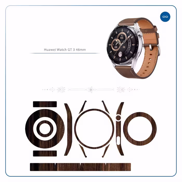 برچسب ماهوت طرح Dark-Walnut-Wood مناسب برای ساعت هوشمند هوآوی Watch GT 3 46mm