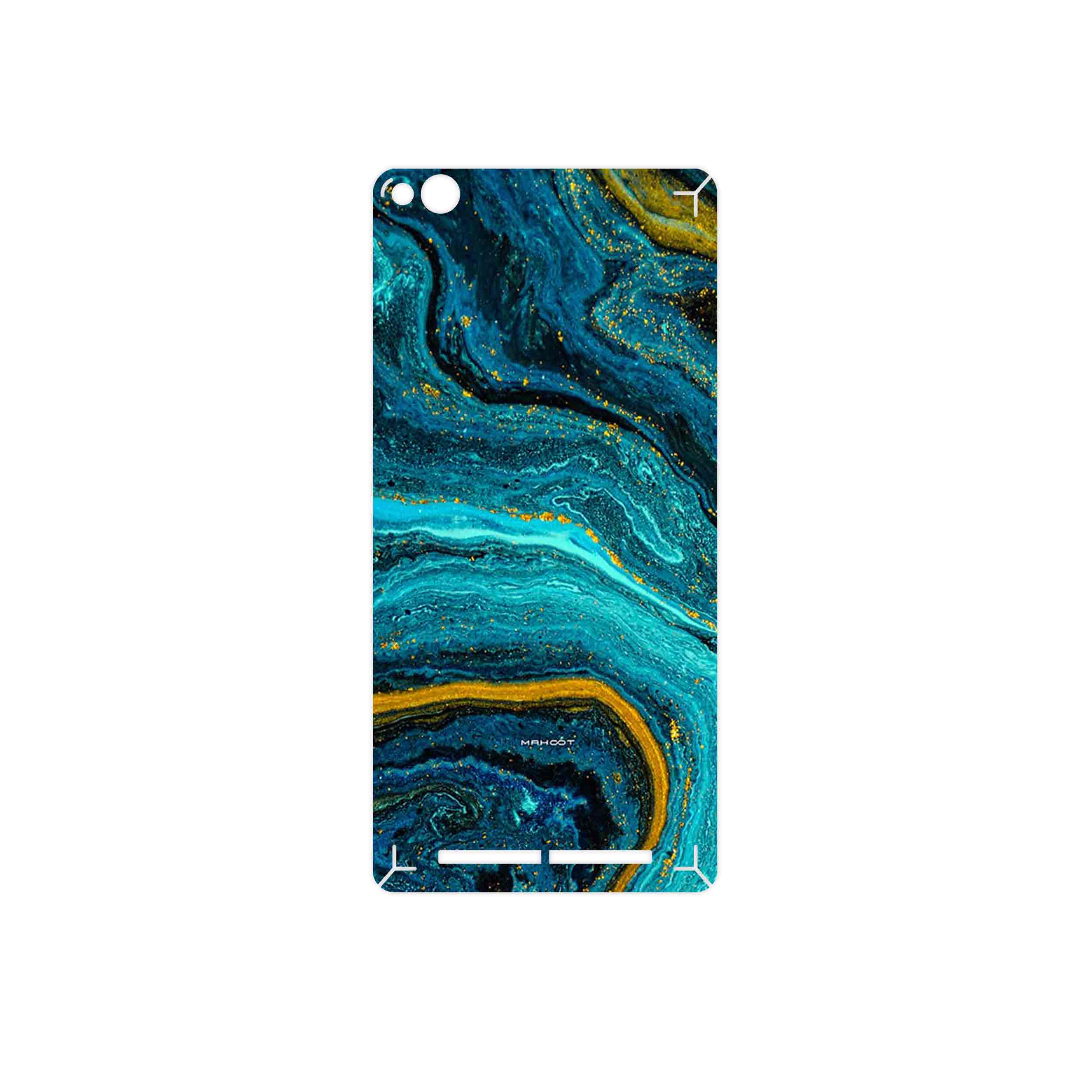 برچسب پوششی ماهوت مدل Turquoise marblewith golden streaks مناسب برای گوشی موبایل شیائومی Redmi 3