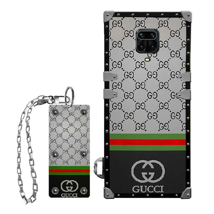 قاب صندوقی لاکچری با پلاک آویز مناسب برای گوشی موبایل شیائومی Redmi Note 9s/ Redmi Note 9 Pro/ Redmi Note 9 Pro Max به همراه آویز (در حد نو) کد 314 / طرح GUCCI