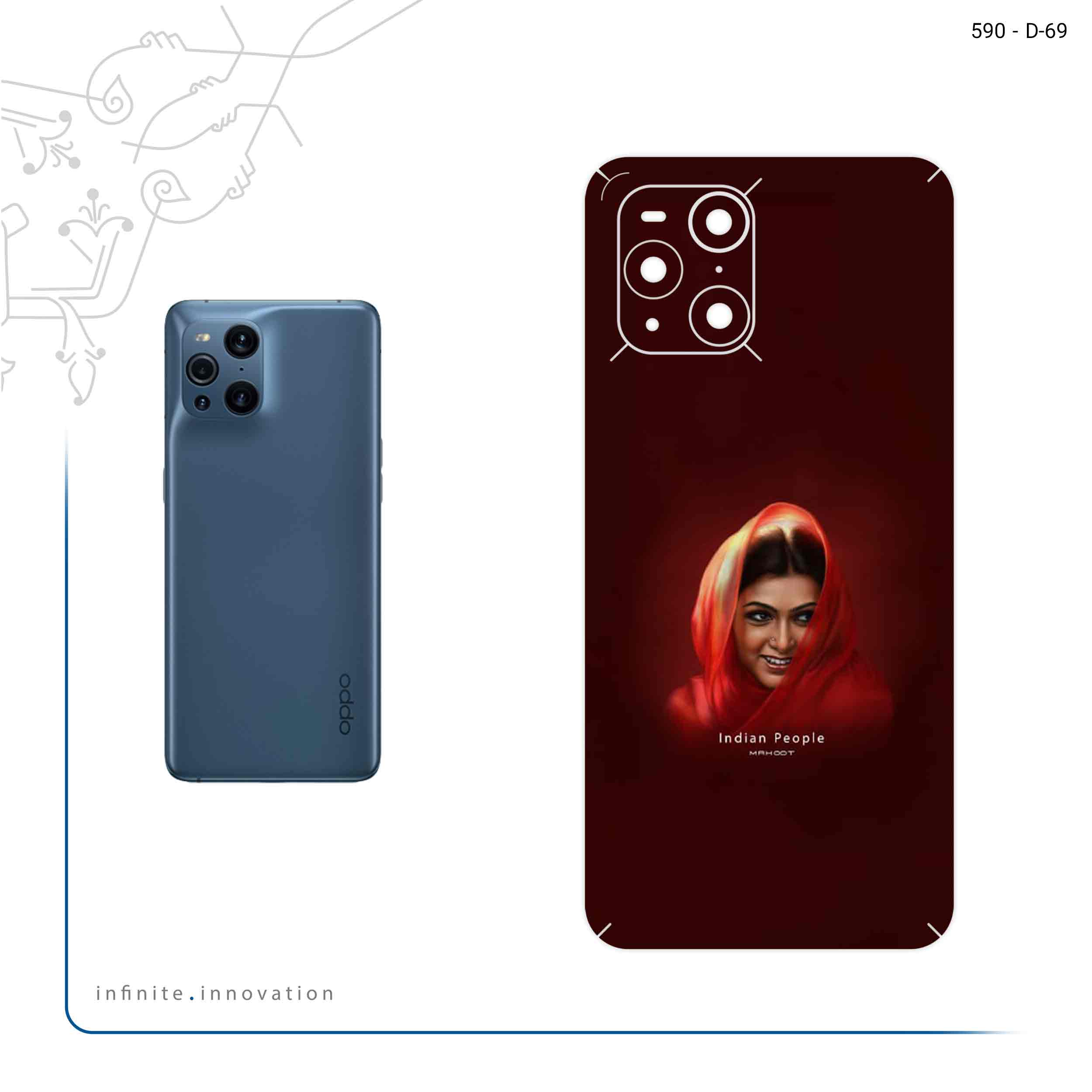 برچسب پوششی ماهوت مدل Portrait of an Indian Woman مناسب برای گوشی موبایل اپو Find X3 Pro