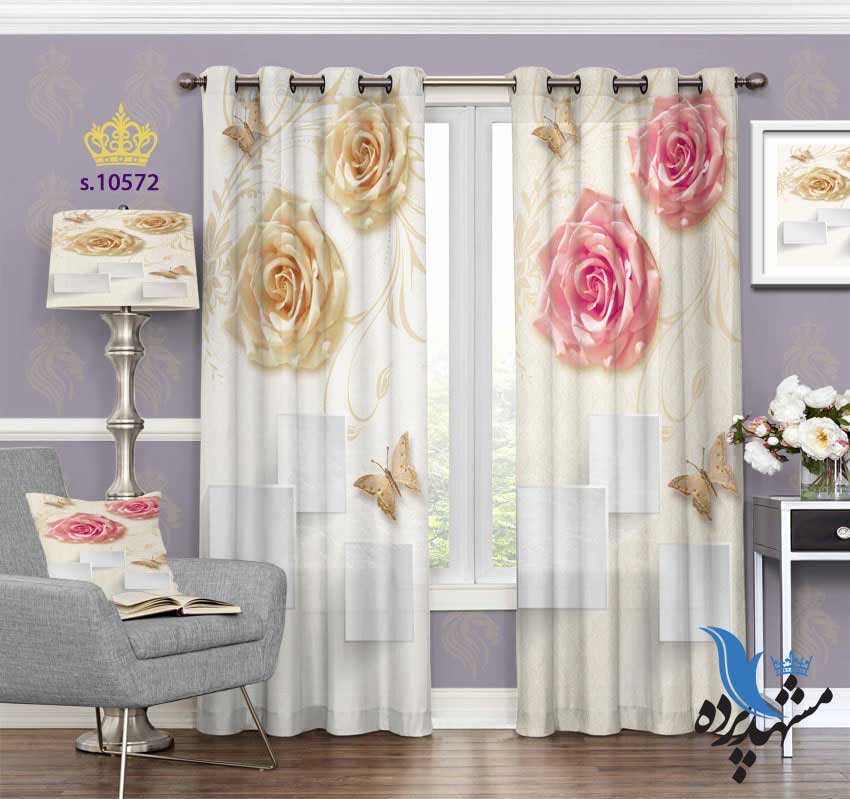 پرده پانچ طرح گل S10572