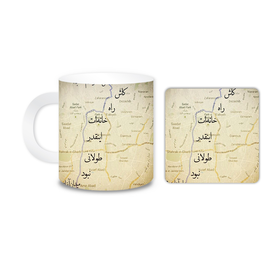 ماگ مدل نقشه کد 1074 به همراه زیر لیوانی