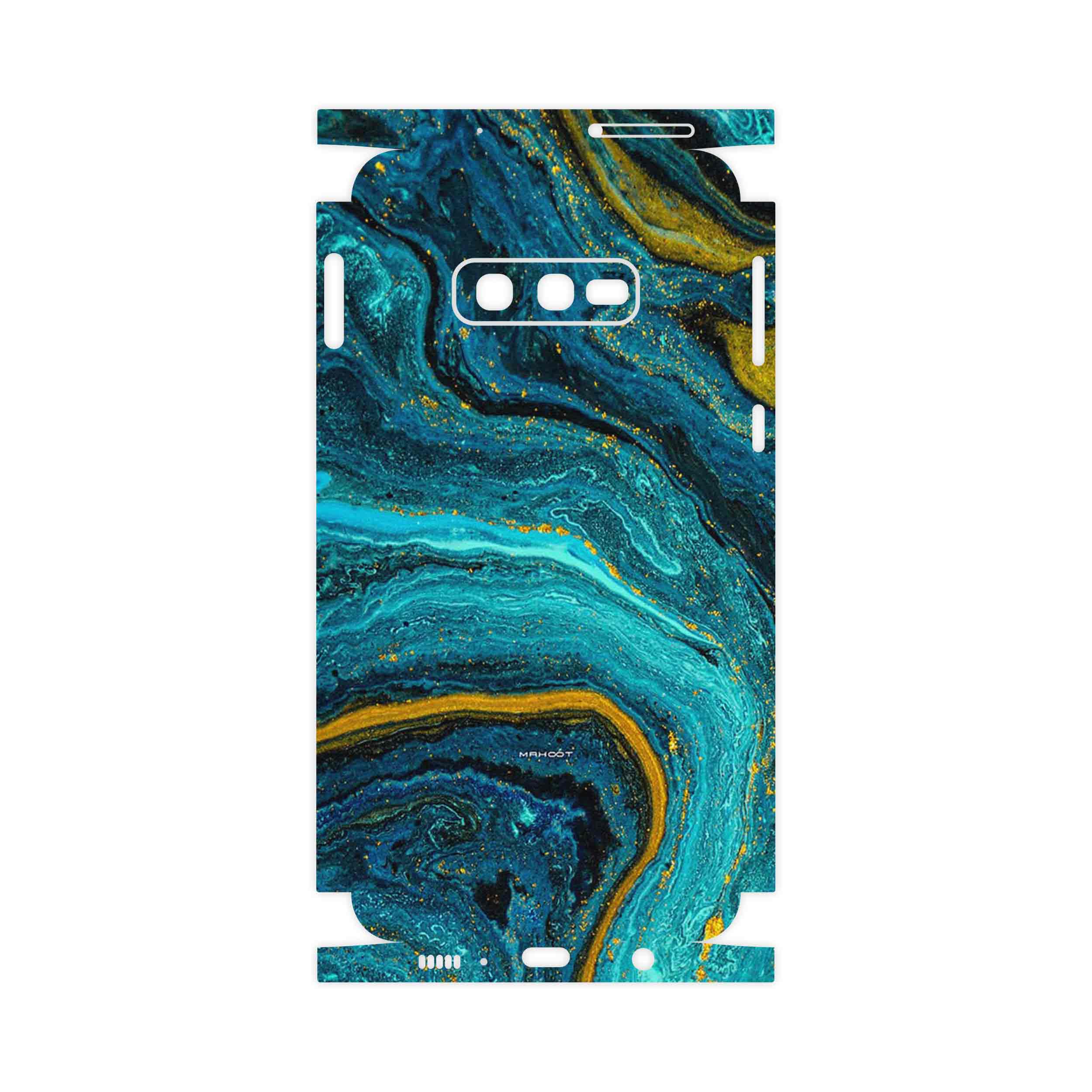برچسب پوششی ماهوت مدل Turquoise marblewith golden streaks-FullSkin مناسب برای گوشی موبایل سامسونگ Galaxy S10e