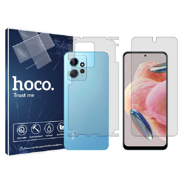 محافظ صفحه نمایش شفاف هوکو مدل HyGEL مناسب برای گوشی موبایل شیائومی Redmi Note 12 4G به همراه محافظ پشت گوشی | کالا برتری