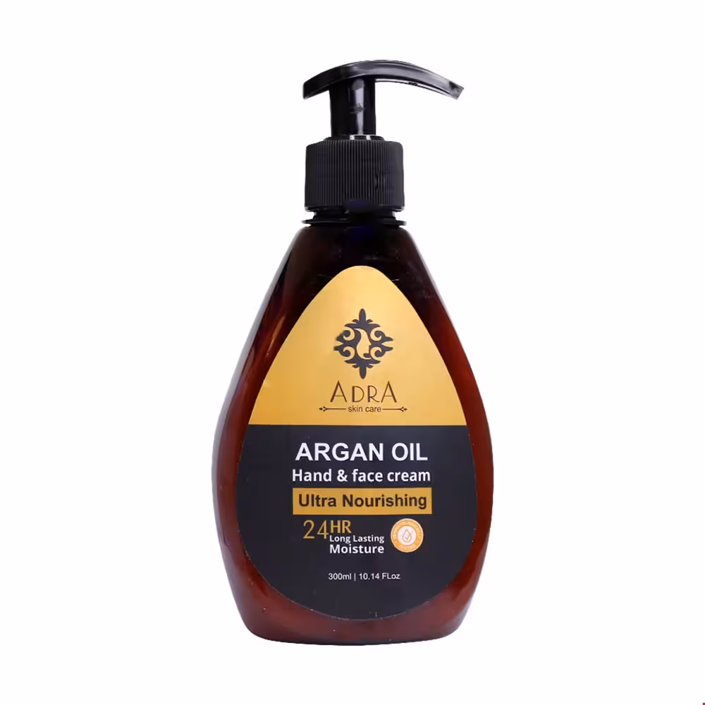 کرم پمپی مرطوب کننده دست و صورت آدرا حاوی روغن آرگان 300 میلی لیتری