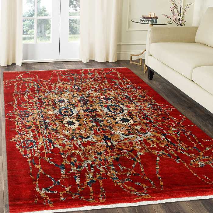 فرش دستبافت شش متری مدل نقشه مدرن بافت تبریز کد 575444