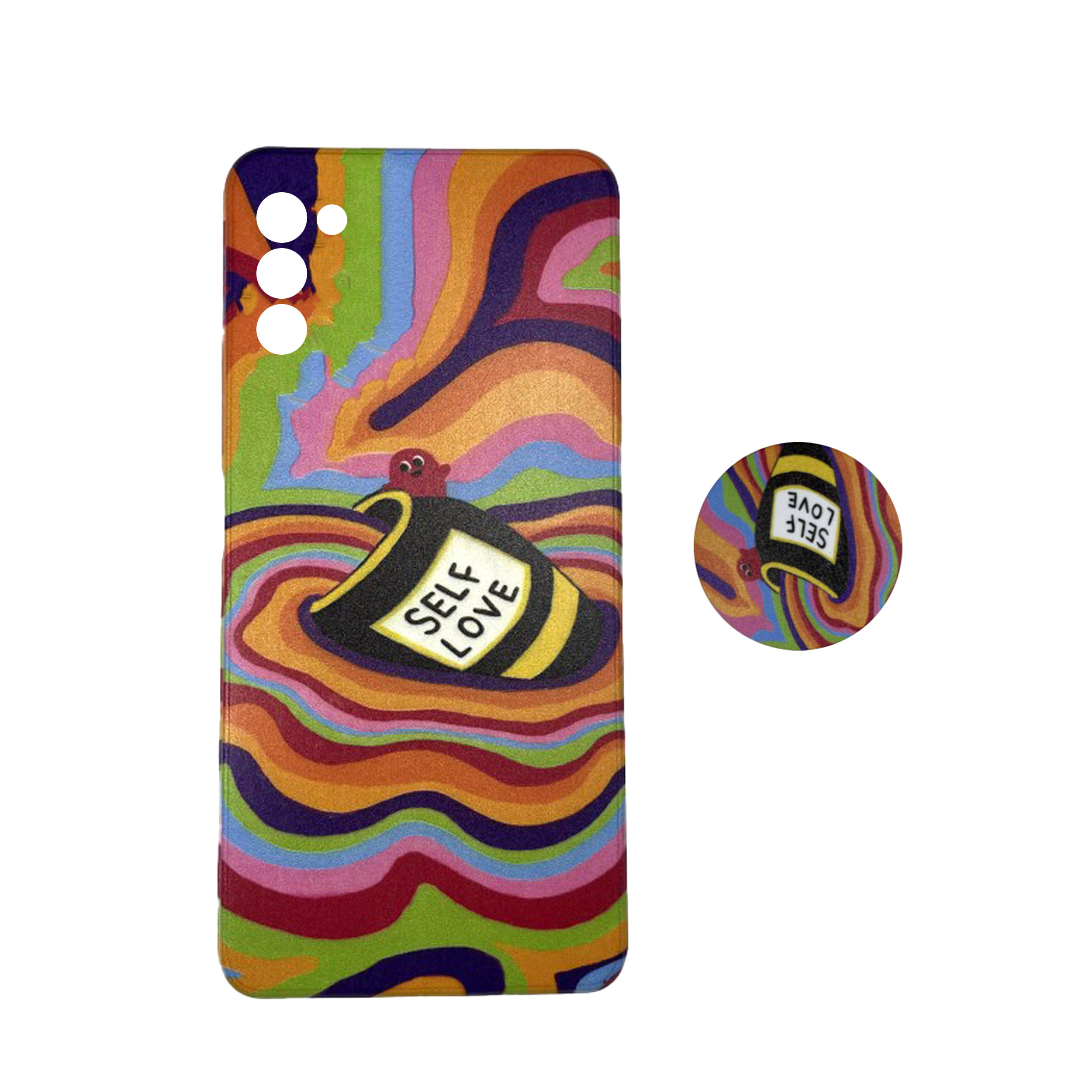 کاور مدل سیلیکونی مناسب برای گوشی موبایل سامسونگ Galaxy A03s به همراه پاپ سوکت