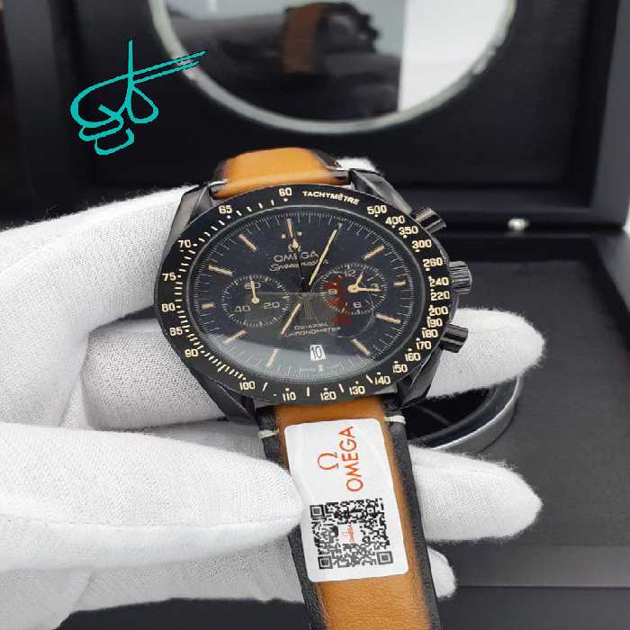 خرید ساعت امگا اسپید مستر سه موتور فعال کرنوگراف ساخت کشور ژاپن بند چرمی جیر با کیفیت A    شرکتی بدنه استیل رنگ ثابت کد 1918125 - ردگل