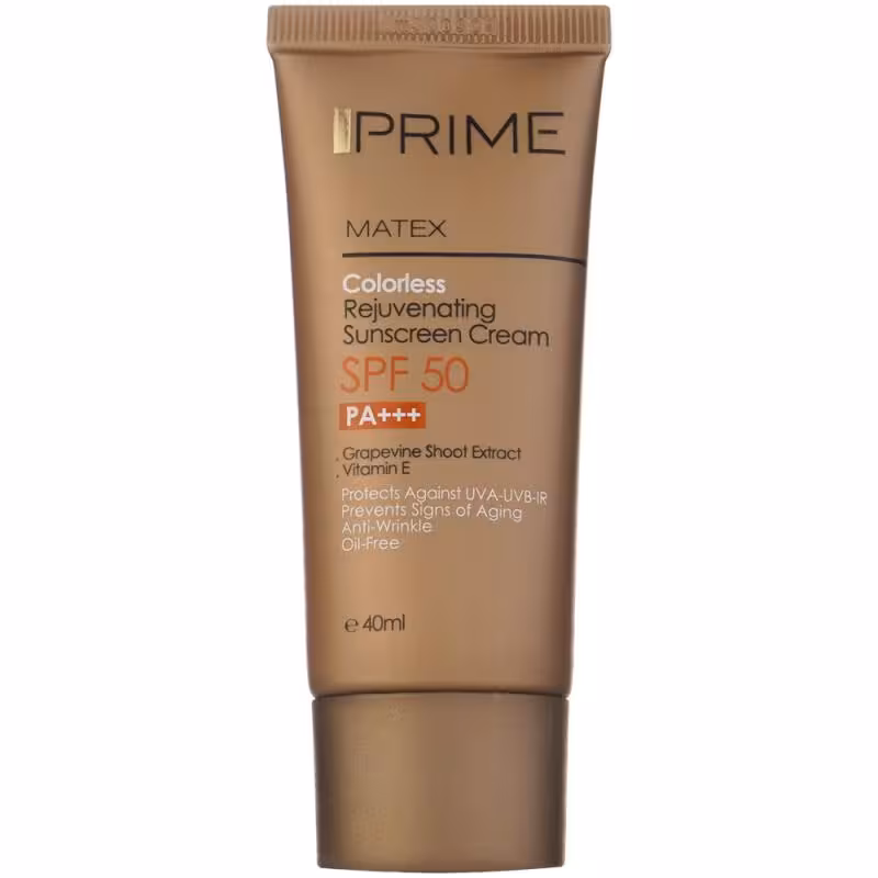 کرم ضدآفتاب بدون رنگ پریم مدل Anti Aging SPF 50 حجم 40 میلی لیتر