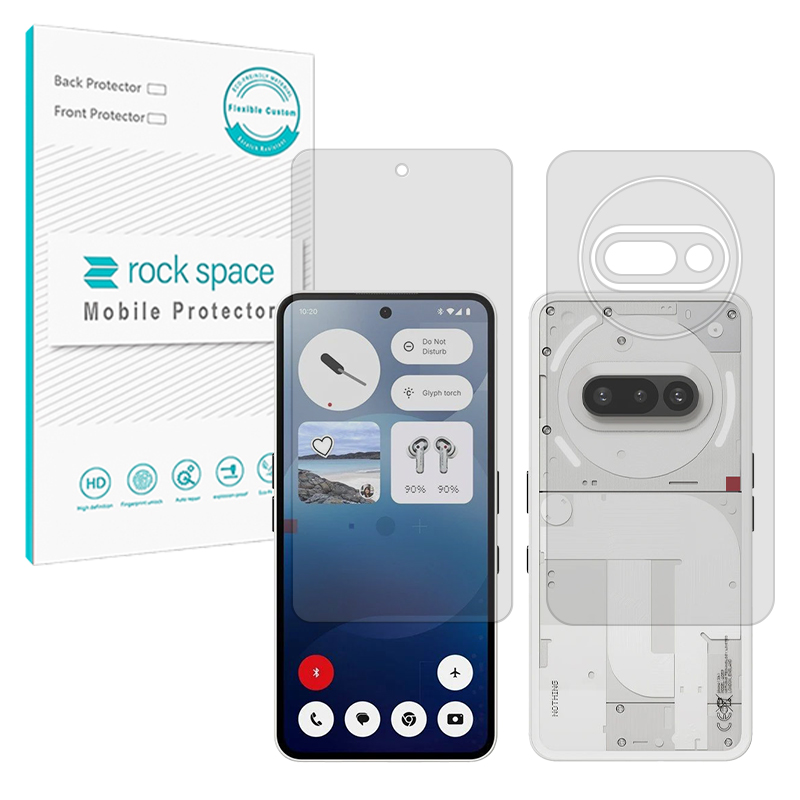 گلس محافظ صفحه نمایش و پشت گوشی ناتینگ فون 3a مدل نانو هیدروژل مات (گیمینگ) برند راک اسپیس کد SS