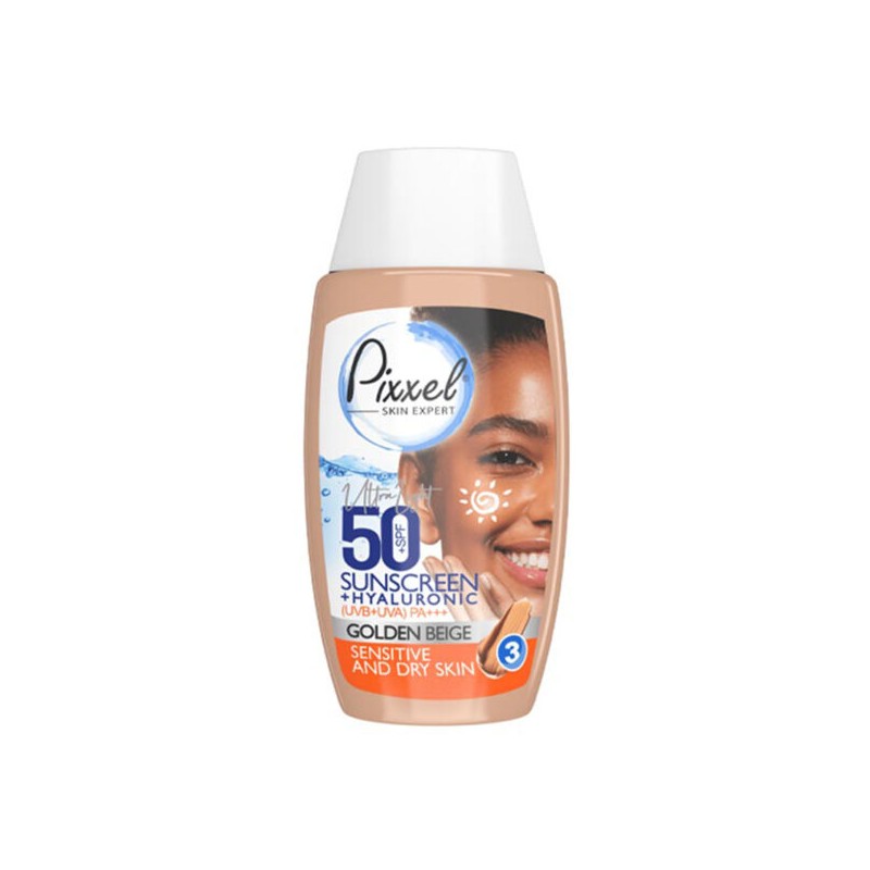 کرم ضد آفتاب SPF 50 مناسب پوست خشک و حساس مدل Golden Beige پیکسل 50 میل