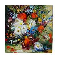  کاشی کارنیلا طرح نقاشی گلدان گل کد wkk1386