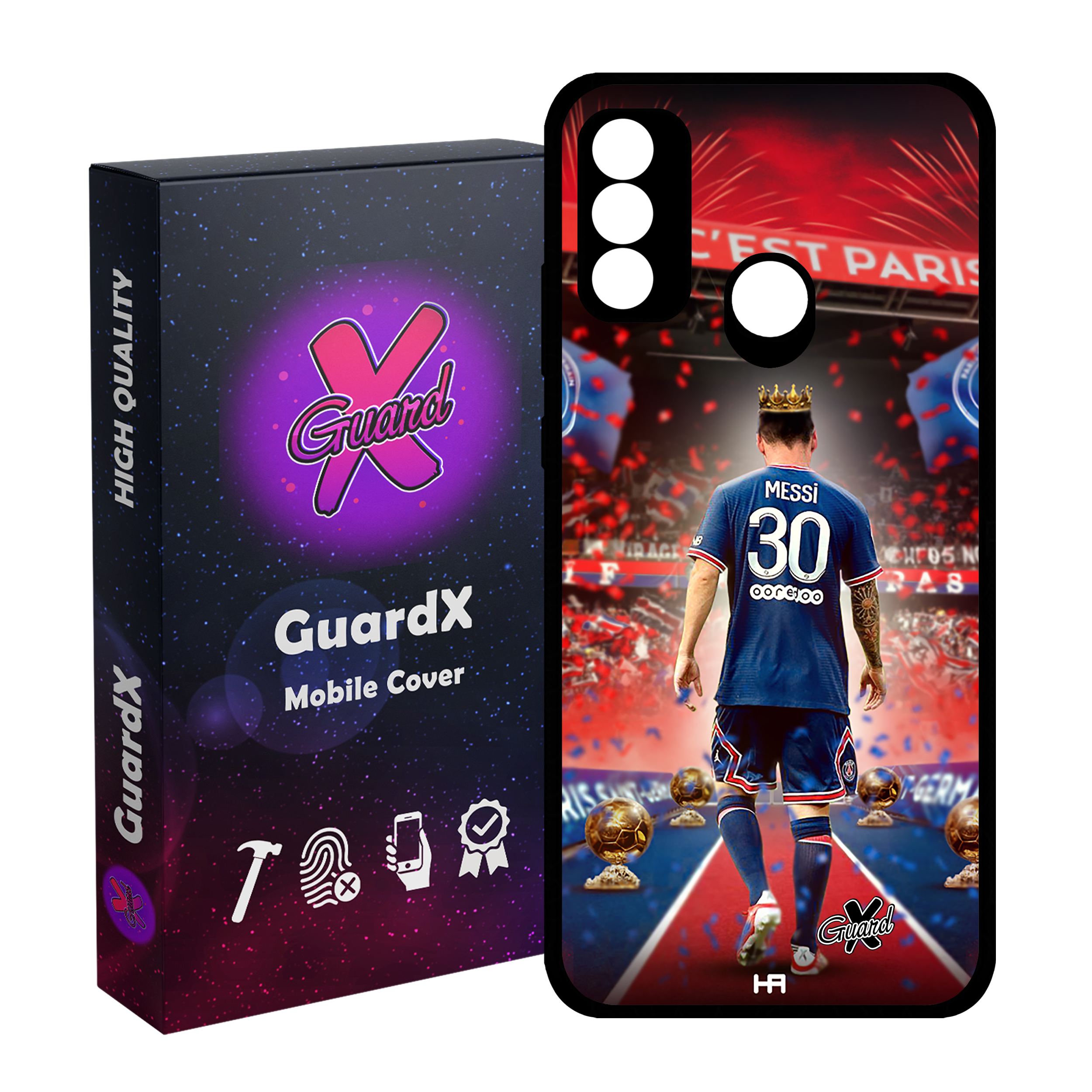 کاور گارد ایکس طرح مسی مدل Glass10377 مناسب برای گوشی موبایل هوآوی P Smart 2020