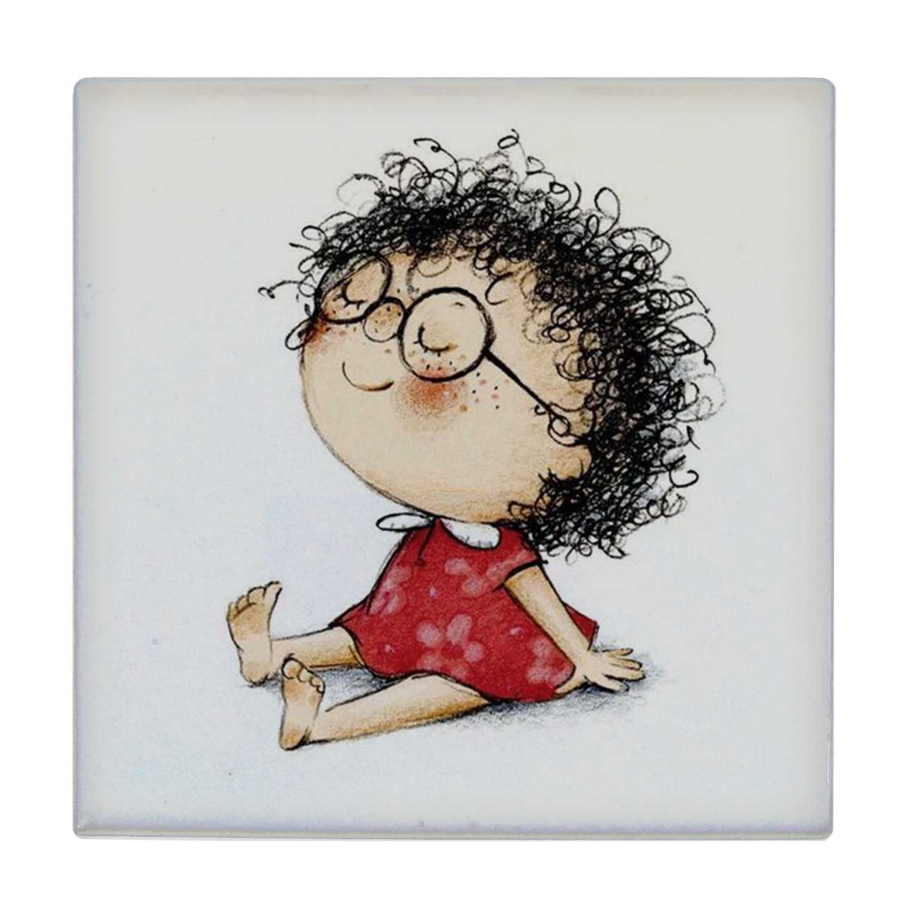 زیر لیوانی طرح دختر مو فرفری کد    4015851_2308