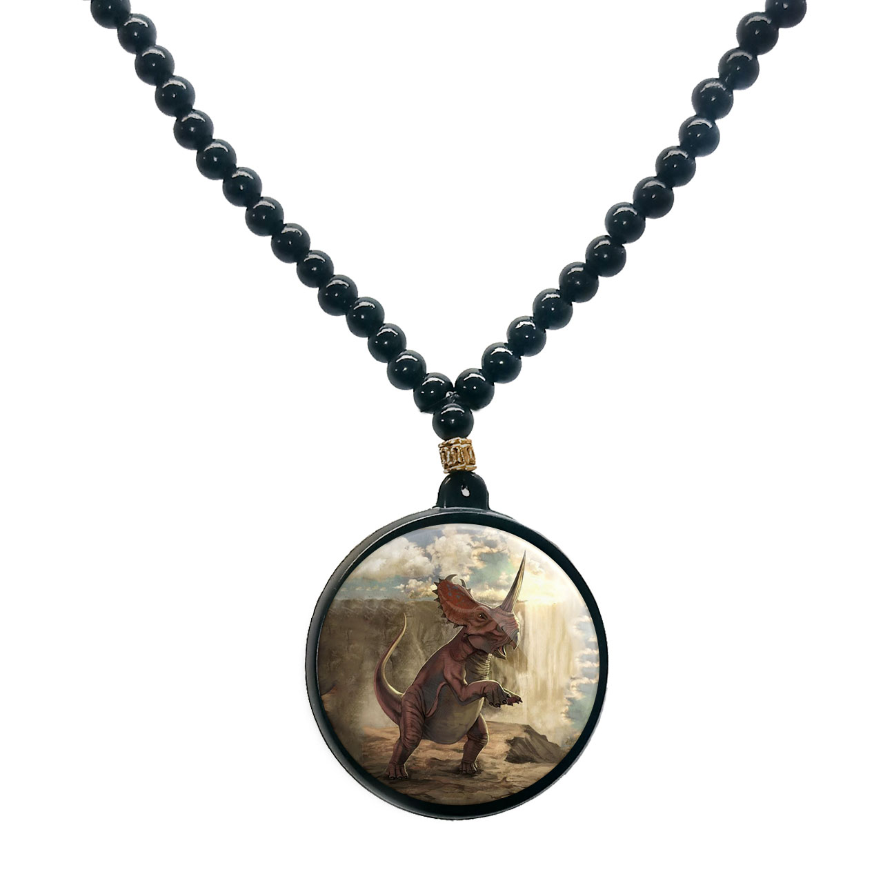 گردنبند پرمانه طرح دایناسور ها کد pmd.23371 مدل دو طرفه