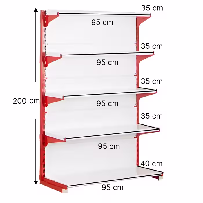 خرید و قیمت قفسه سوپری‌ خودایست 5 طبقه 95x35 ارتفاع 200 - قفسه‌بندی وکیلی