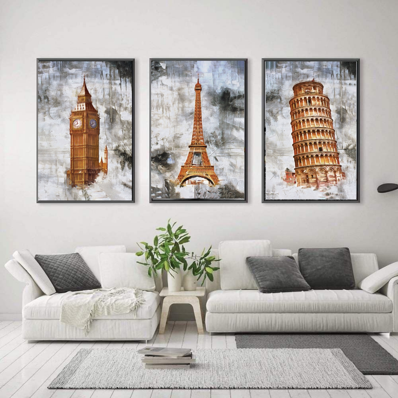 تابلو مدل پاریس و پیزا در لندن مجموعه سه عددی