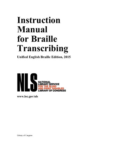 خرید و دانلود نسخه کامل کتاب Instruction Manual for Braille Transcribing