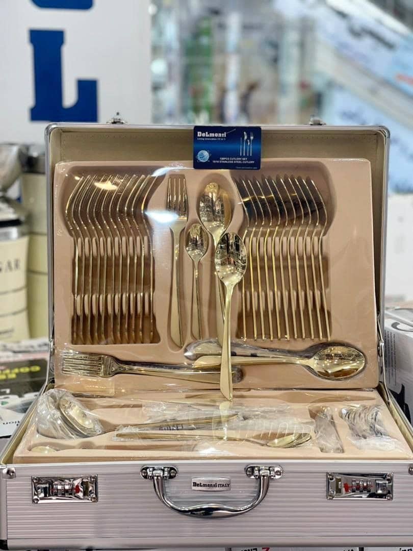 سرویس قاشق چنگال دلمونتی مدل DL 1300 دو رنگ نقره ای و طلایی